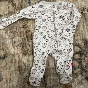 Magnetic Me Pink and Gray Heart Kids Footie